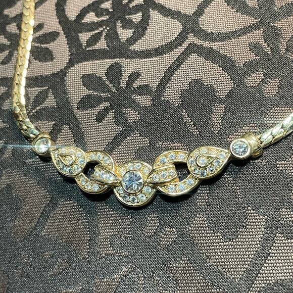 Dior Jewelry - Christian Dior Pave Studded Gold tone Necklace with adjustable chain.